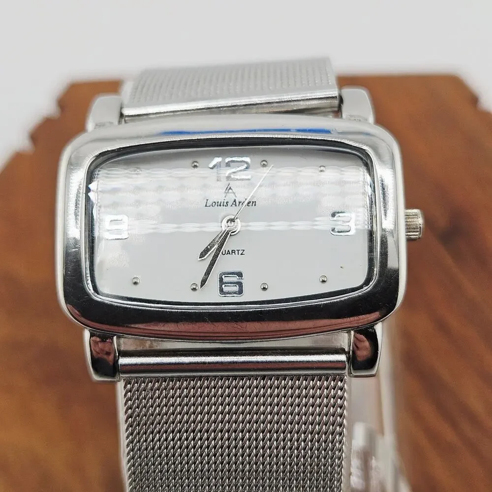 Louis Arden Silver Tone Bracelet Watch Chainmail Artsy Futuristic Steampunk
